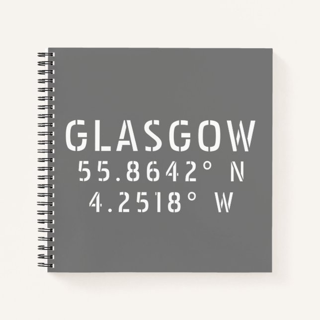 Cuaderno Glasgow Escocia Latitud y longitud (Anverso)