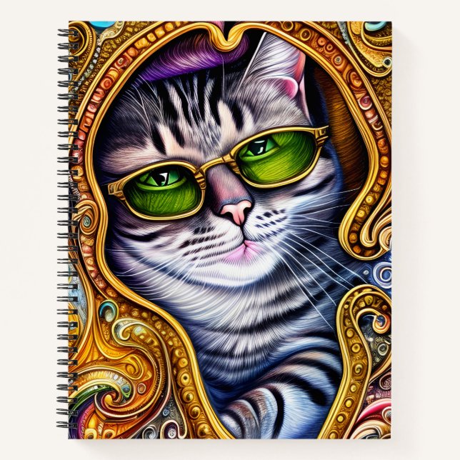 Cuaderno Glass Adorables Con Gato Hipster (Anverso)