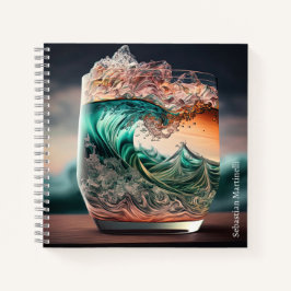 Cuaderno Glass de cóctel con ondas estrelladas personalizad