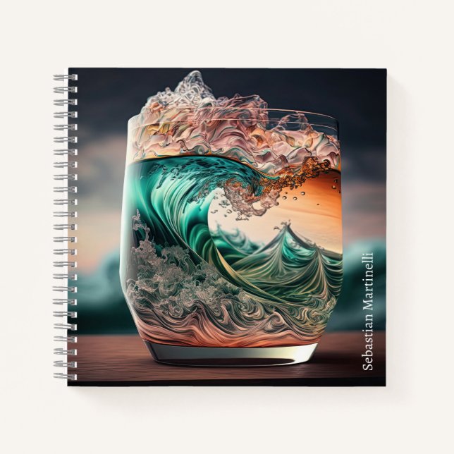 Cuaderno Glass de cóctel con ondas estrelladas personalizad (Anverso)