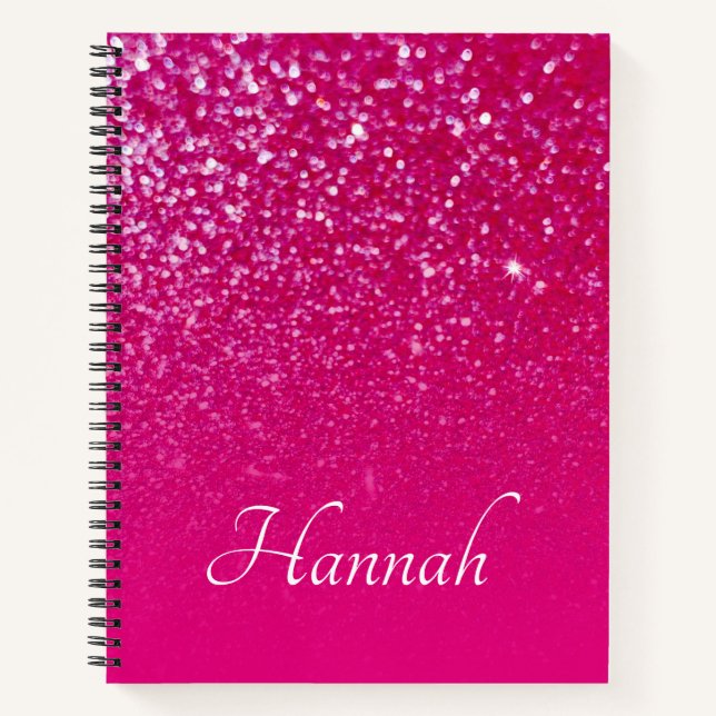 Cuaderno Glitter Ombre Rosa Personalizado (Anverso)