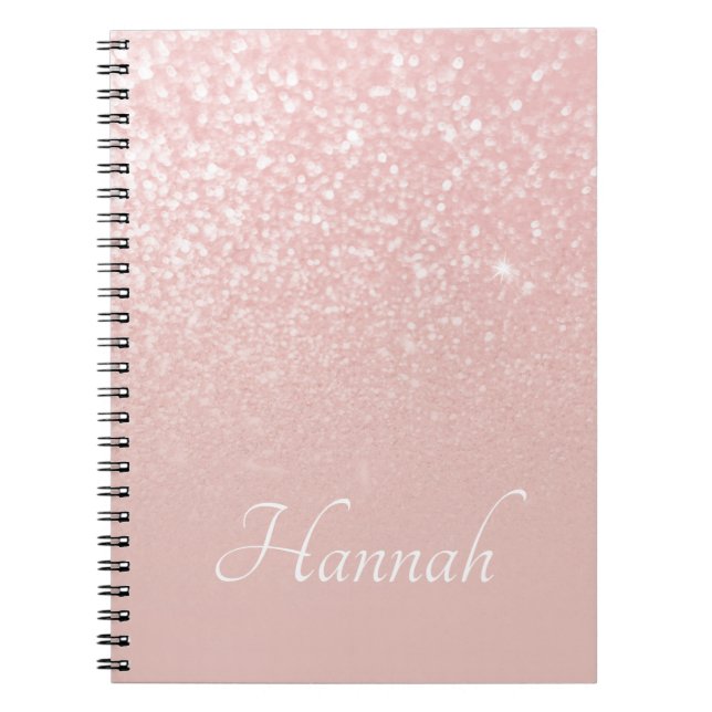 Cuaderno Glitter Ombre Rosa Personalizado (Frente)