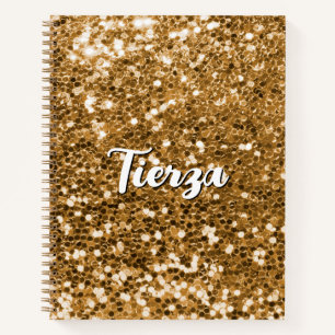 Cuaderno Glitter Personalizado Dorado Grueso