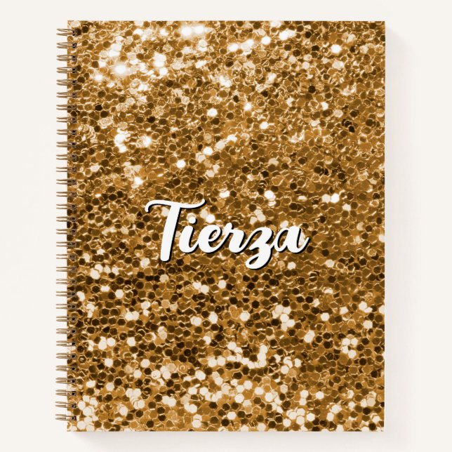 Cuaderno Glitter Personalizado Dorado Grueso (Anverso)