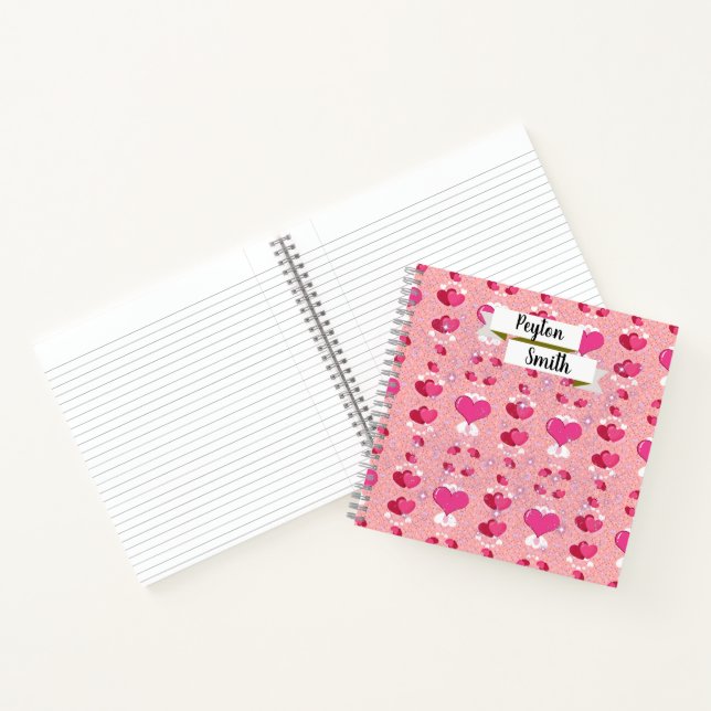 Cuaderno glitter pink hearts luxe romantic sweet pattern (Interior)