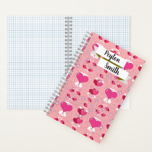 Cuaderno glitter pink hearts luxe romantic sweet pattern