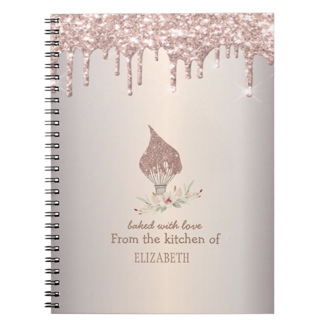 Cuaderno Glitter Whisk Rose Gold Glitter Drips Bakery    (Frente)