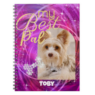 Cuaderno Glittering Mascota Dog Photo Mangenta