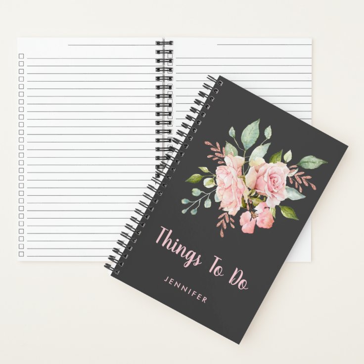 Cuaderno GlitterPink Rosas cosas que hacer en la lista de v | Zazzle.es