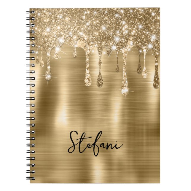 Cuaderno Glittery Gold Drits Dos tarjetas de lugar de nombr (Frente)