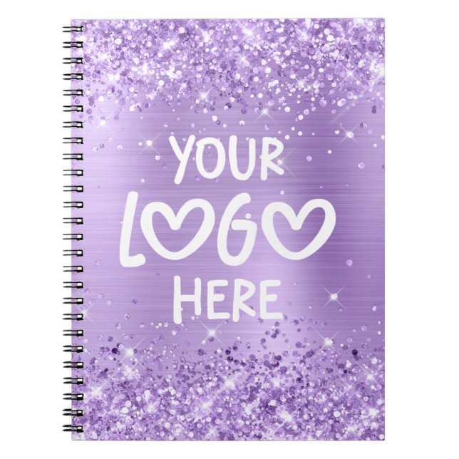 Cuaderno Glittery Lavender Faux Foil Business Logo (Frente)