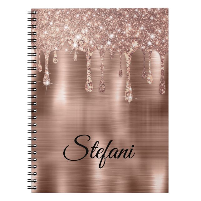 Cuaderno Glittery Rose Gold Drits Dos placas de lugar de no (Frente)