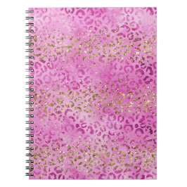 Cuaderno Glitz de impresión de leopardo de Purpurina de oro