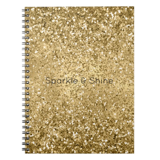 Cuaderno Glitzy Gold Glam Purpurina Sparkle (Frente)