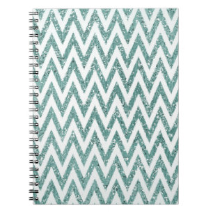 Cuaderno Glitzy Green White Chevron Strips