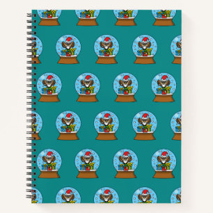 Cuaderno Globe de nieve con búho de Santa Claus
