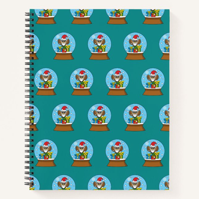 Cuaderno Globe de nieve con búho de Santa Claus (Anverso)