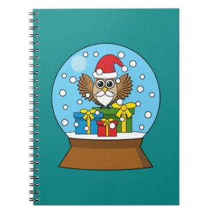 Cuaderno Globe de nieve con búho de Santa Claus