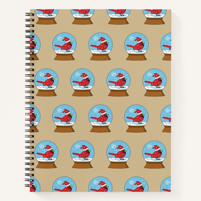 Cuaderno Globe de nieve con cardenal rojo curado (Anverso)