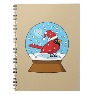 Cuaderno Globe de nieve con cardenal rojo curado