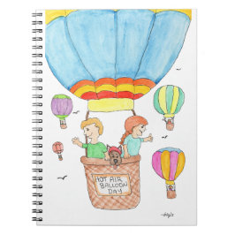 Cuaderno Globo aerostático con perro y niños