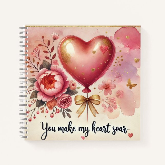 Cuaderno Globo Aerostático de Corazón Floral Dulce Haces qu (Anverso)
