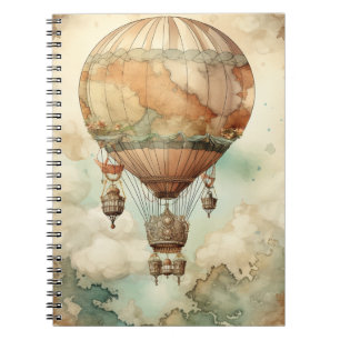 Cuaderno Globo aerostático del mundo caprichoso anticuado t