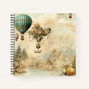 Cuaderno Globo aerostático vintage en un paisaje sereno