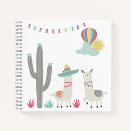 Cuaderno Globo de aire caliente de Llamas Cactus con decora
