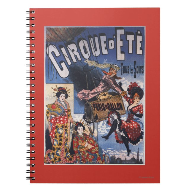 Cuaderno Globo de aire caliente y Poster de damas japonesas (Frente)