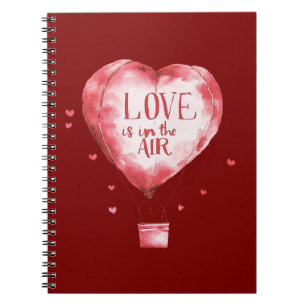 Cuaderno Globo de amor de los corazones rojos