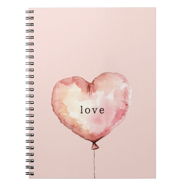 Cuaderno Globo de Corazón de Crema Rosa Amor (Frente)