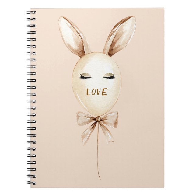 Cuaderno Globo de Ojos Brillantes de Conejo de Crema (Frente)