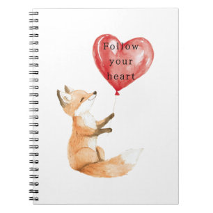 Cuaderno Globo en Forma de Corazón con Zorro Adorable