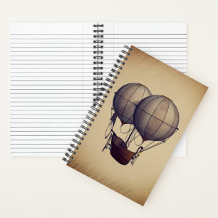 Cuaderno Globos aerostáticos Steampunk con barco