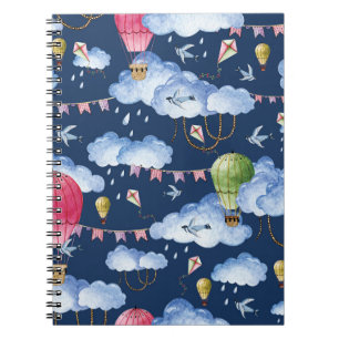 Cuaderno Globos caprichosos: Patrón de nubes acuarelas