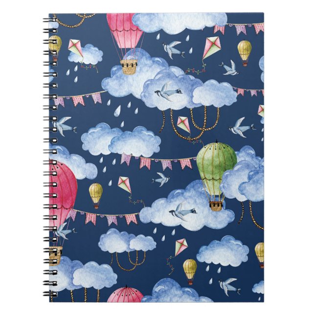 Cuaderno Globos caprichosos: Patrón de nubes acuarelas (Frente)
