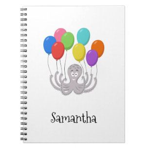 Cuaderno Globos coloridos de pulpo personalizado de vuelta
