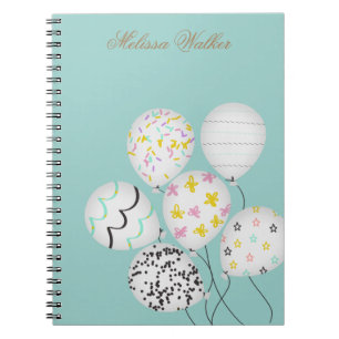 Cuaderno globos coloridos monograma lindo