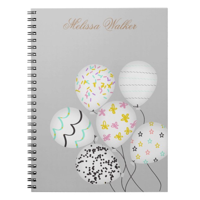 Cuaderno globos coloridos monograma lindo (Frente)