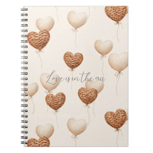 Cuaderno Globos con Corazón Marrón Crema Amor en el Aire