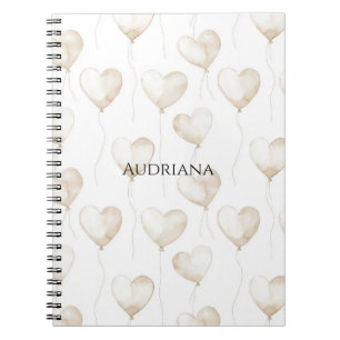 Cuaderno Globos con forma de corazón blancos crema