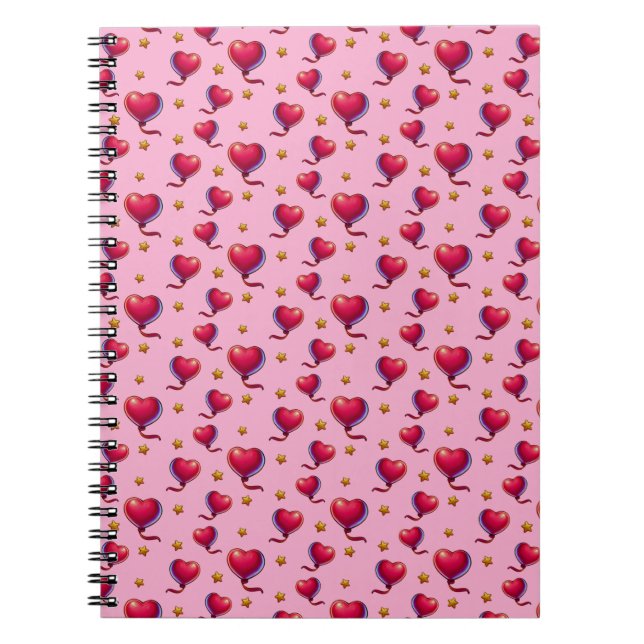 Cuaderno Globos con forma de corazón y estrellas (Frente)