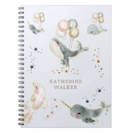 Cuaderno globos de ballenas mágicas monograma lindo