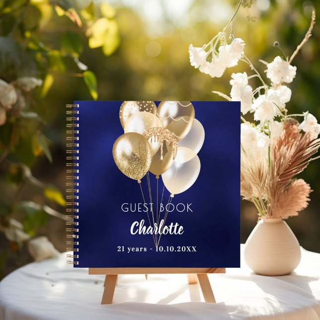 Cuaderno Globos de oro azul marino de cumpleaños (Subido por el creador)