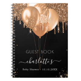 Cuaderno Globos de oro negro Baby Shower del libro de invit