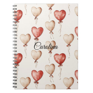 Cuaderno Globos del Corazón de Crema Roja