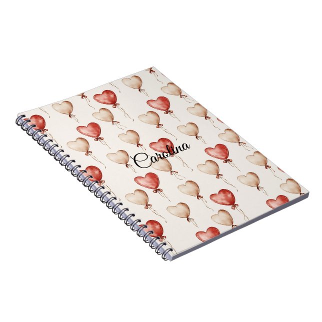 Cuaderno Globos del Corazón de Crema Roja (Lado Derecho)
