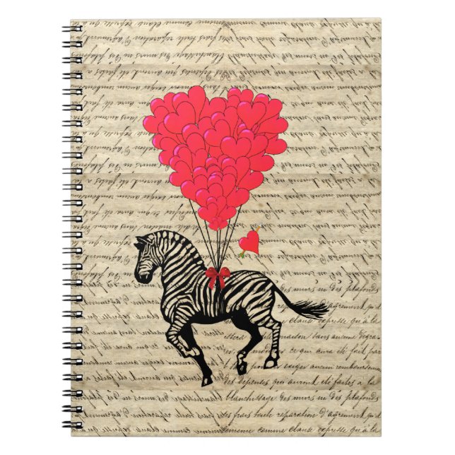 Cuaderno Globos divertidos de la cebra y del corazón del (Frente)