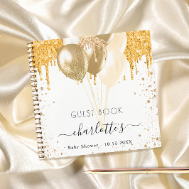Cuaderno Globos purpurinas de oro blanco para la ducha de b